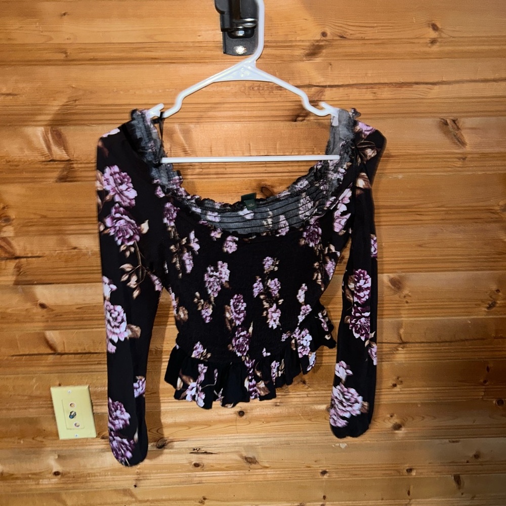 black flower shirt long sleeve